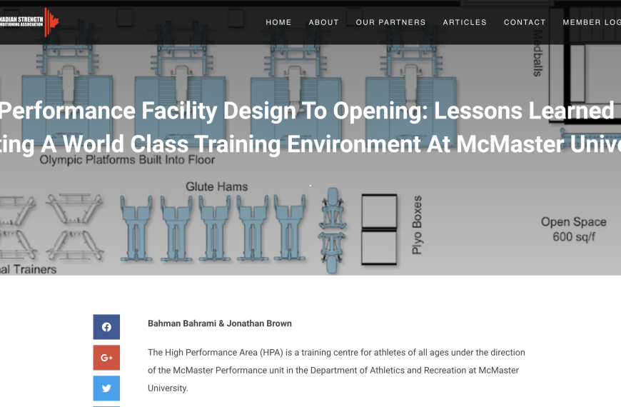 HPA Facility Design: Lessons Learned While Creating A World Class Training Environment At McMaster University